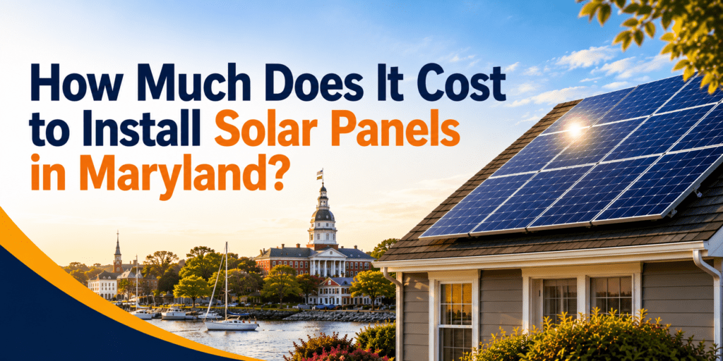 Modern home with rooftop solar panels overlooking a Maryland waterfront, illustrating the cost of installing solar panels in Maryland.