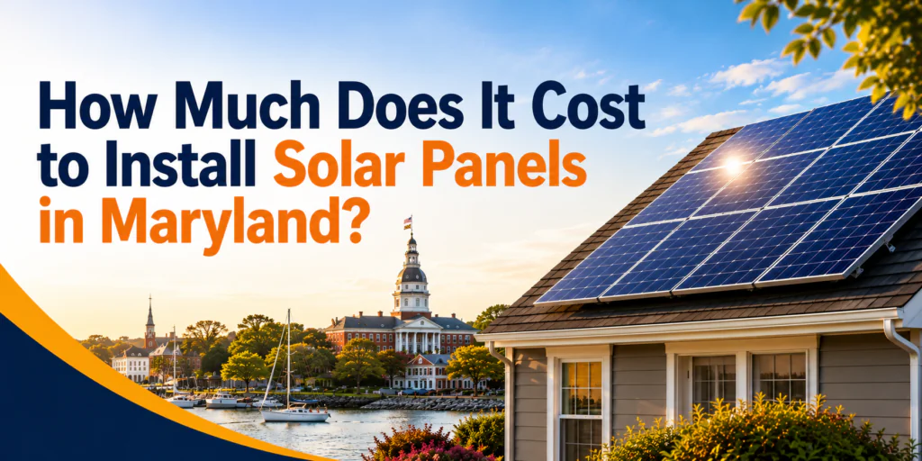 Modern home with rooftop solar panels overlooking a Maryland waterfront, illustrating the cost of installing solar panels in Maryland.
